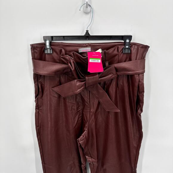 COMMANDO NWT Faux Leather Paperbag Pants in Oxblood Red // L - Picture 7 of 14